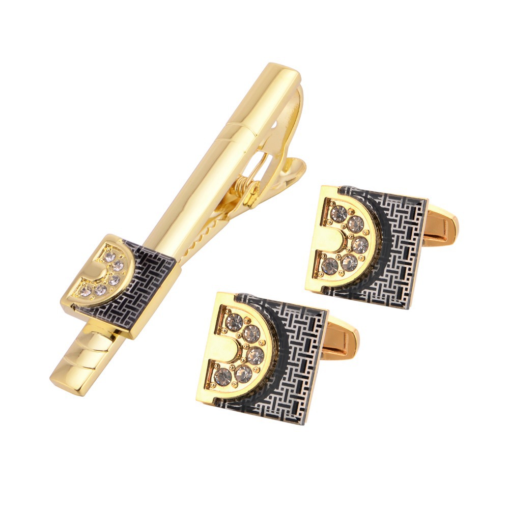 Набор золотистых запонок и баб – обзор и цена Tie Bar Set Gift